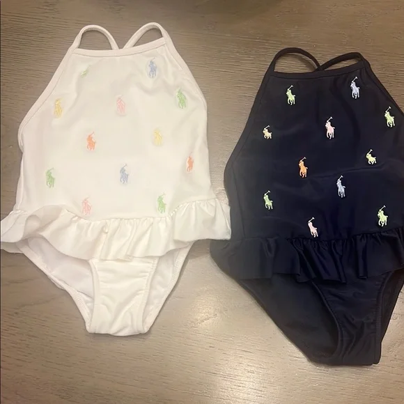 Ralph Lauren Kids Swim One Piece - White and Black - Picture 1 of 4